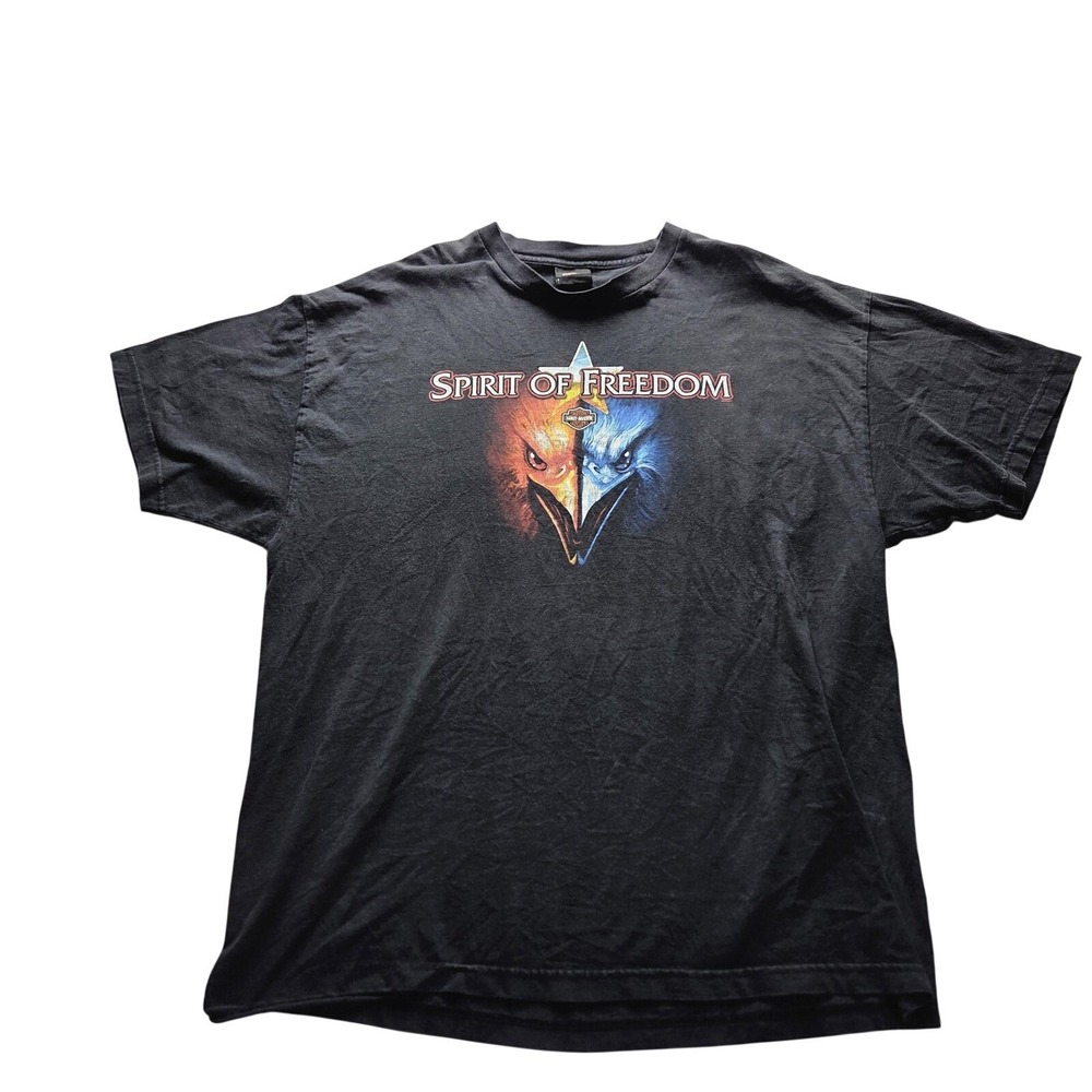 Harley-Davidson Shirt Mens 2XL Black Spirit Of Freedom Eagle Graphic Tee USA